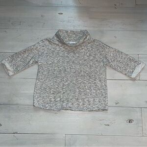 Purejill Mock Turtleneck Top Marled Gray 3/4 Cuffed Sleeves Side Pockets Size S